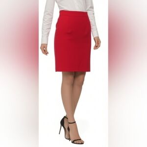 Della Spiga Italy Red Wool Pencil Skirt Women's Size 10 Minimalist NWT